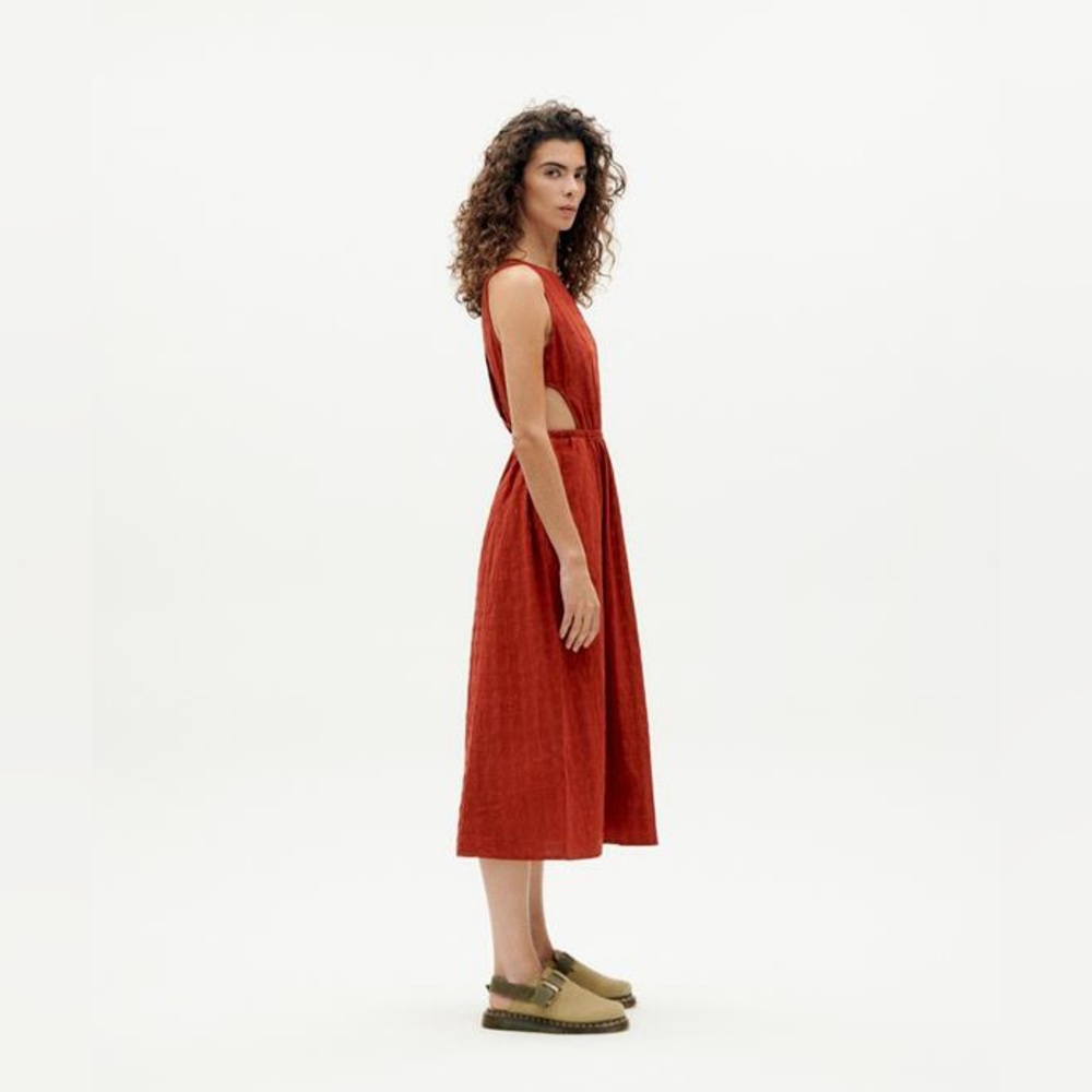 THINKING MU Dress Kin Checkered Red XS - Picture 2 of 14
